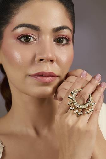 Gold plated green stones rings
