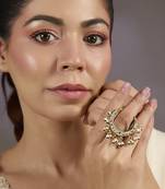 Gold plated green stones rings