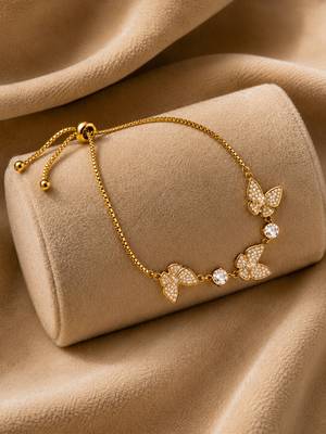 18k gold plated cz butterfly adjustable bracelet 1