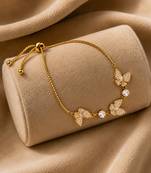 18k gold plated cz butterfly adjustable bracelet