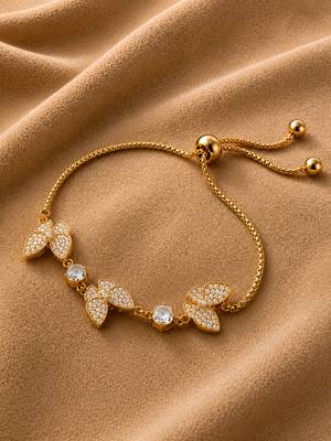 18k gold plated cz butterfly adjustable bracelet 2
