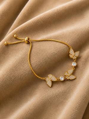 18k gold plated cz butterfly adjustable bracelet 3
