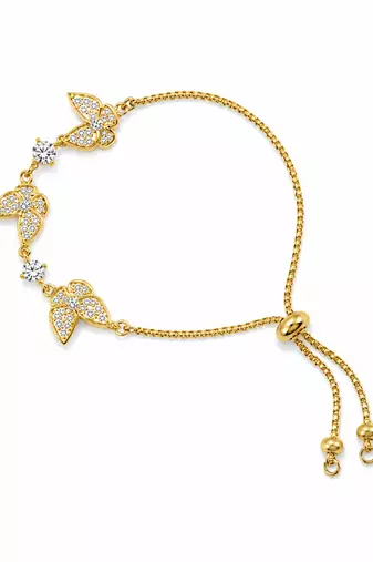 18k gold plated cz butterfly adjustable bracelet