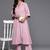 Women Solid Regular Textured Silk Crepe Shirt collar Kurta with Trousers