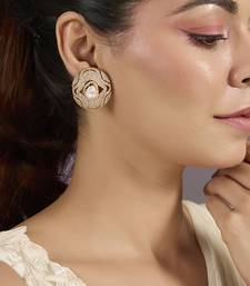 Gold plated kundan floral stud earrings