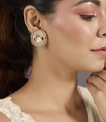 Gold plated kundan floral stud earrings