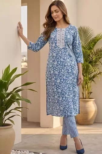 Women Floral Printed Regular Kurta with Trousers & With Dupatta