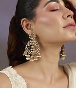 Gold plated white diamond chandbali earrings