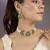 Gold plated green stones polki choker set