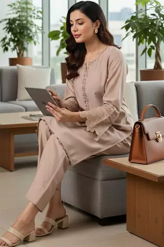 Women Ethnic Motifs Embroidered Regular Thread Work Kurta with Trousers