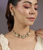 Gold plated round polki choker set