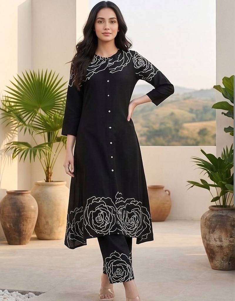 Women Floral Printed Regular Pure Cotton Kurta with Trousers