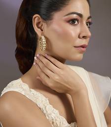 Gold plated polki hoop dangler earrings