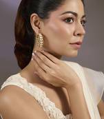 Gold plated polki hoop dangler earrings
