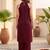 Women Striped Regular Silk Crepe Kurta with Palazzos