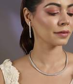 Silver plated zircon stones tennis necklace set