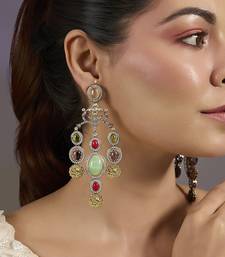 Gold plated multicolor polki stones danglers