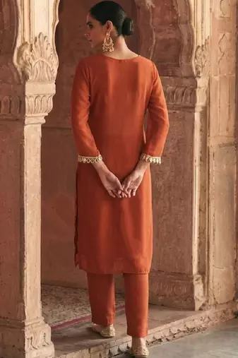Women Regular Mirror Work Kurta with Trousers