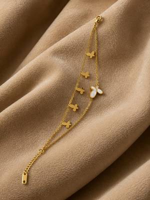 18k gold plated mop butterfly layered bracelet 1