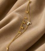 18k gold plated mop butterfly layered bracelet
