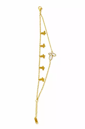 18k gold plated mop butterfly layered bracelet