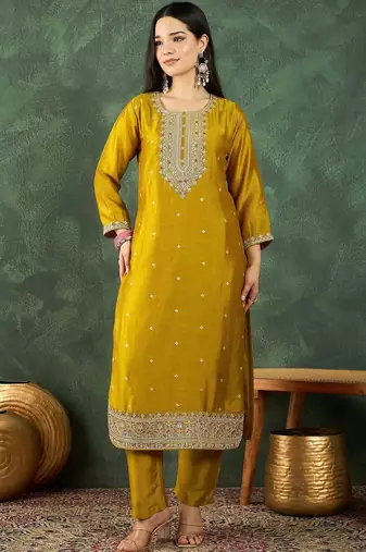 Women Ethnic Motifs Embroidered Regular Thread Work Kurta with Salwar & With Dupatta
