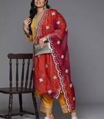 Plus Size Motifs Embroidered Regular Kurta with Trousers & With Dupatta