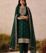 Women Ethnic Motifs Embroidered Regular Thread Work Kurta with Trousers & With Dupatta