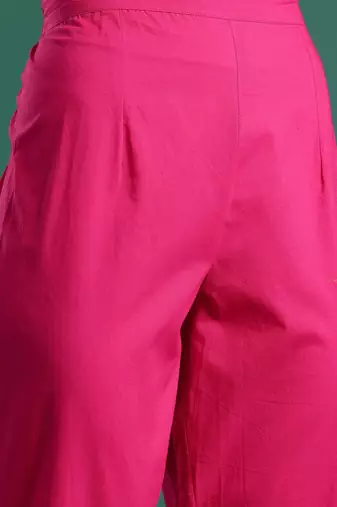 Floral Printed Beads & Stones Pure Cotton Kurta With Trousers & Dupatta