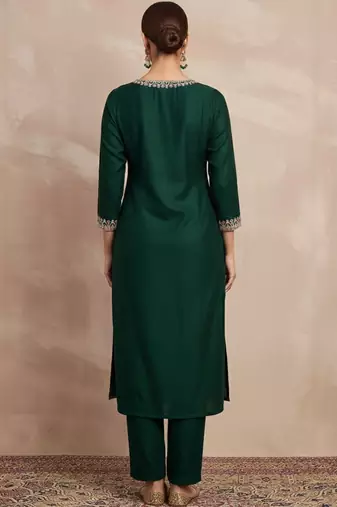 Women Ethnic Motifs Embroidered Regular Thread Work Kurta with Trousers & With Dupatta
