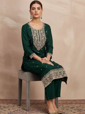 Women Ethnic Motifs Embroidered Regular Thread Work Kurta with Trousers & With Dupatta 6