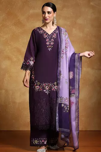 Women Floral Embroidered Regular Thread Work Pure Cotton Kurta with Trousers & With Dupatta