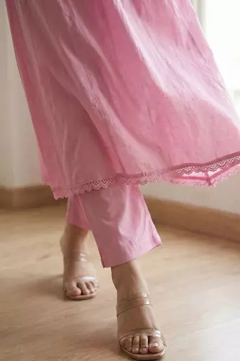 Women Empire Mirror Work Pure Cotton Kurta with Trousers & With Dupatta