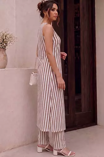 Women Striped Regular Kurta with Palazzos