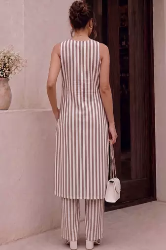 Women Striped Regular Kurta with Palazzos