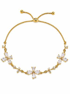 18k gold plated cz floral adjustable bracelet 1