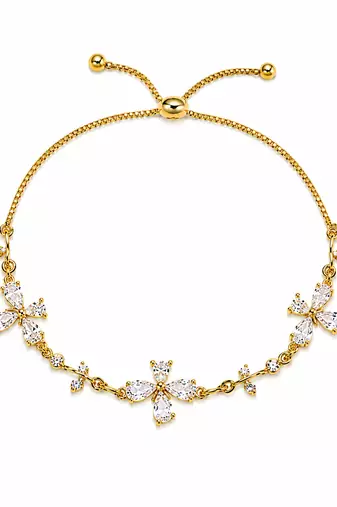 18k gold plated cz floral adjustable bracelet