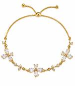 18k gold plated cz floral adjustable bracelet