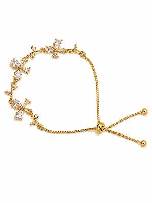 18k gold plated cz floral adjustable bracelet 2