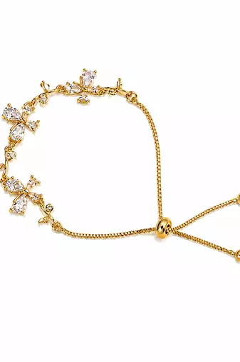 18k gold plated cz floral adjustable bracelet