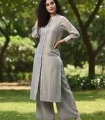 Women Solid Straight Kurta with Palazzo