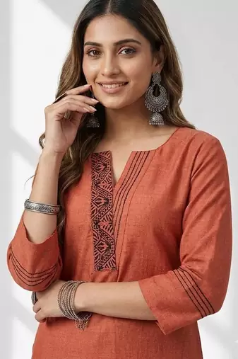 Women Ethnic Motifs Embroidered Regular Thread Work Kurta with Trousers