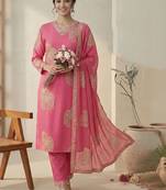 Women Ethnic Motifs Printed Regular Kurta with Trousers & With Dupatta