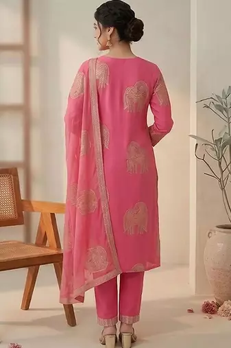 Women Ethnic Motifs Printed Regular Kurta with Trousers & With Dupatta