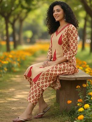 Women Ethnic Motifs Printed Regular  Cotton Kurta with Trousers & With Dupatta 6
