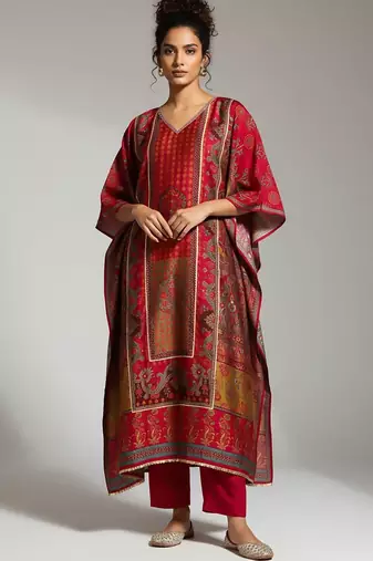 Ethnic Motifs Printed Regular Kaftan Kurta With Trousers