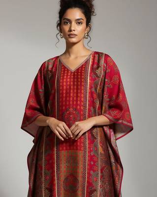 Ethnic Motifs Printed Regular Kaftan Kurta With Trousers 2