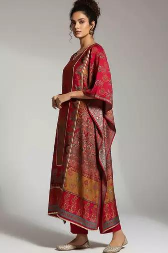 Ethnic Motifs Printed Regular Kaftan Kurta With Trousers