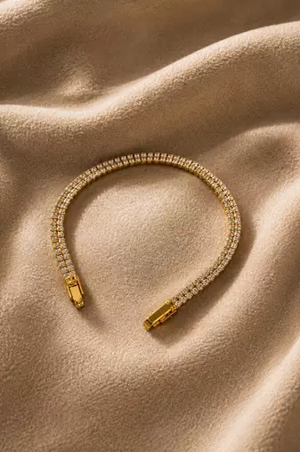 18k gold plated double row cz tennis bracelet