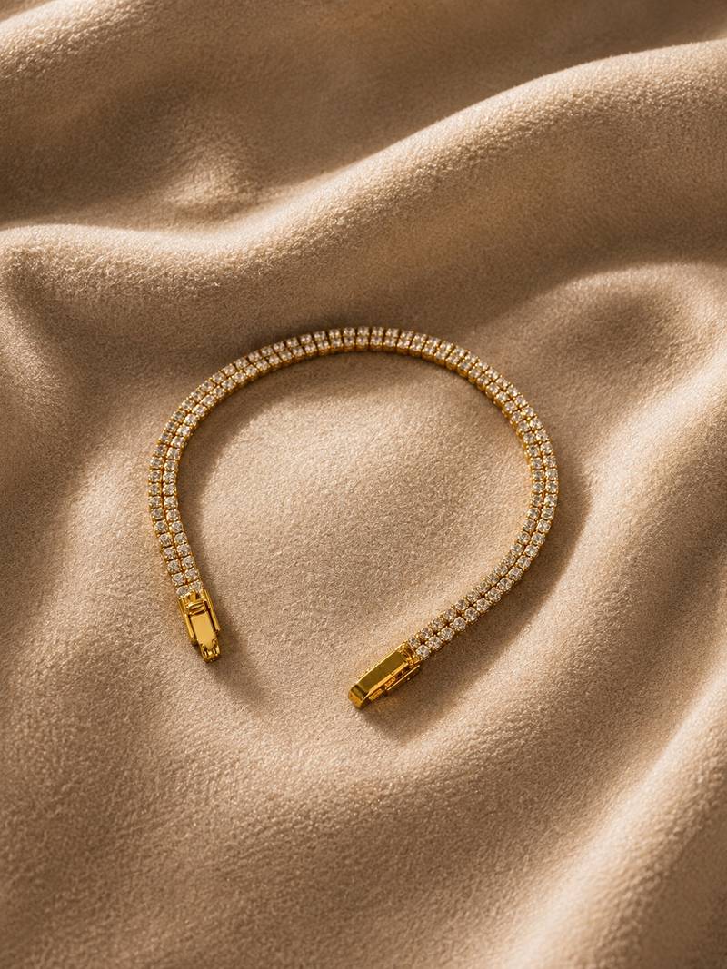 18k gold plated double row cz tennis bracelet